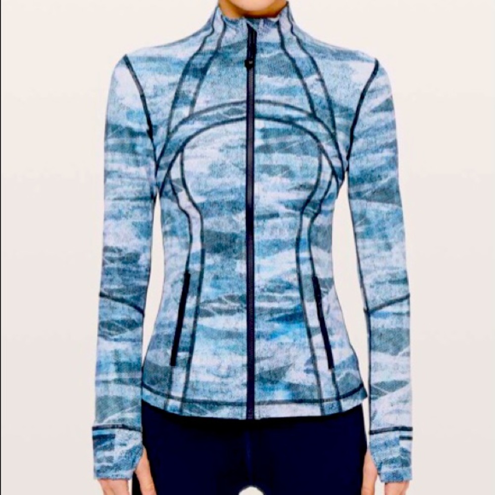 LN!🍒LULULEMON sz 10 DEFINE Jacket MESH SCAPE Navy Blue/White *LUXTREME - Picture 6 of 9